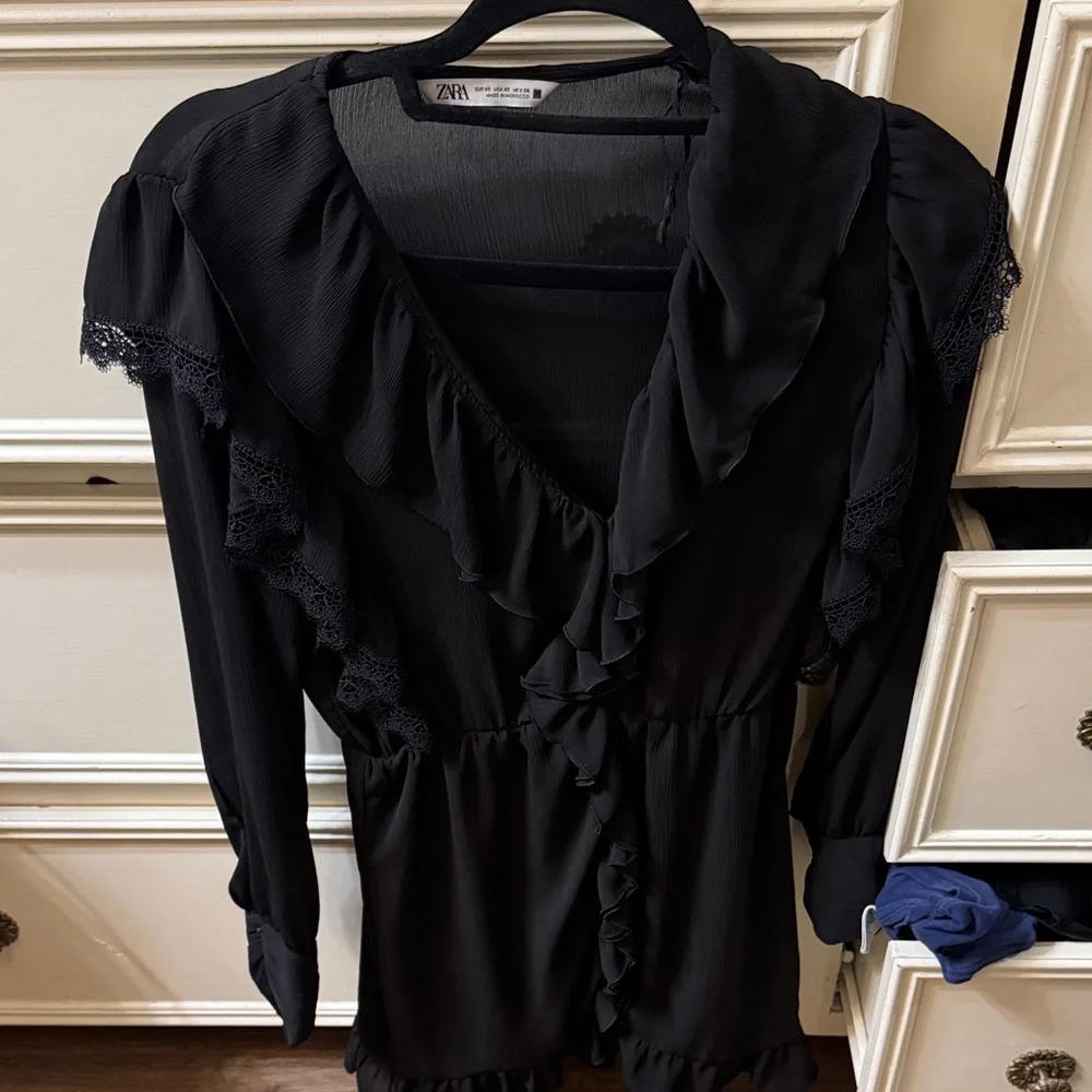 Zara Black Ruffled Dress - Picture 1 of 3